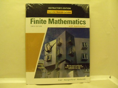 Imagen de archivo de Finite Mathematics with Applications: Instructors Edition a la venta por Solr Books