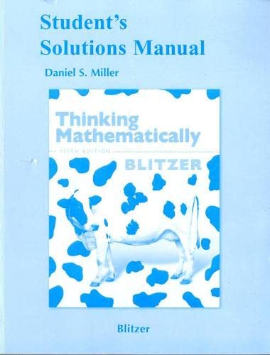 9780321646378: Student Solutions Manual for Thinking Mathematically