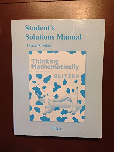 Stock image for Student's Solutions Manual for Thinking Mathematically, 5th Edition for sale by SecondSale