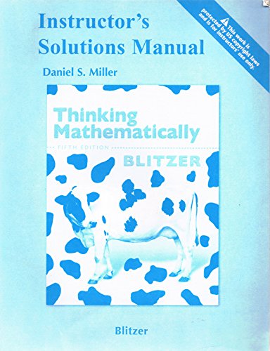 Beispielbild fr Thinking Mathematically Instructors Solution Manual zum Verkauf von Goodwill Southern California