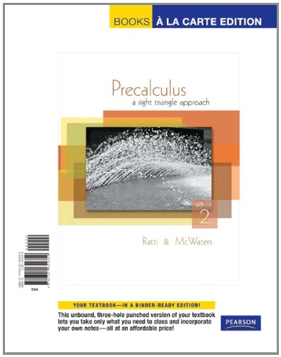 9780321654359: Precalculus: A Right Triangle Approach, Books a la Carte Edition (2nd Edition)