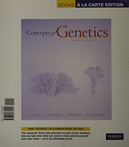 Books a la Carte Plus for Concepts of Genetics (9th Edition) (9780321661029) by Klug, William S.; Cummings, Michael R.; Spencer, Charlotte A.; Palladino, Michael A.