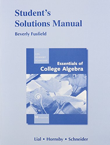 Beispielbild fr Student Solutions Manual for Essentials of College Algebra zum Verkauf von Better World Books