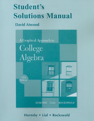 Imagen de archivo de Student Solutions Manual for A Graphical Approach to College Algebra a la venta por HPB-Red