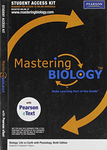 Imagen de archivo de MasteringBiology with Pearson eText Student Access Code Card for Biology: Life on Earth with Physiology (ME component) a la venta por HPB-Red