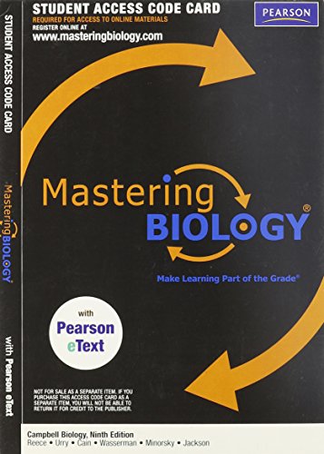 Stock image for Mastering Biology with Pearson eText -- ValuePack Access Card -- for Campbell Biology (ME Component) (9th Edition) for sale by HPB-Red