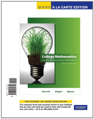 Stock image for College Mathematics for Business, Economics, Life Sciences and Social Sciences, Books a la Carte Edition (12th Edition) for sale by HPB-Red