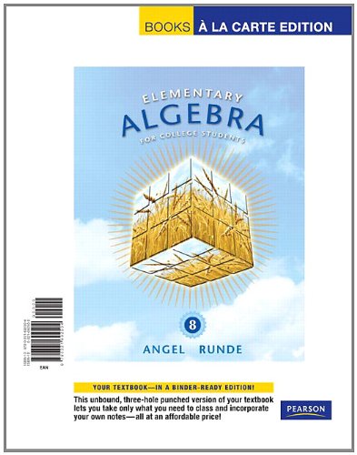 Beispielbild fr Elementary Algebra for College Students, Books a la Carte Edition (8th Edition) zum Verkauf von BooksRun