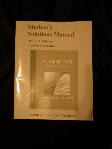 Stock image for Student Solutions Manual for Statistics for the Life Sciences for sale by Irish Booksellers