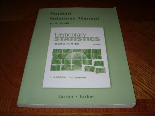 Imagen de archivo de Student Solutions Manual for Elementary Statistics: Picturing the World a la venta por SecondSale