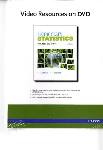 Videos on DVD for Elementary Statistics: Picturing the World (9780321693747) by Larson, Ron; Farber, Betsy