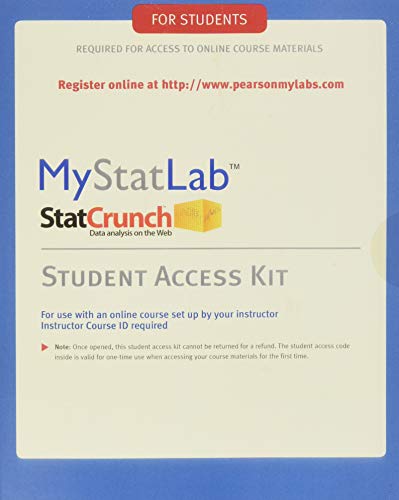 9780321694645: MyStatLab Student Access Kit: Including Statcrunch