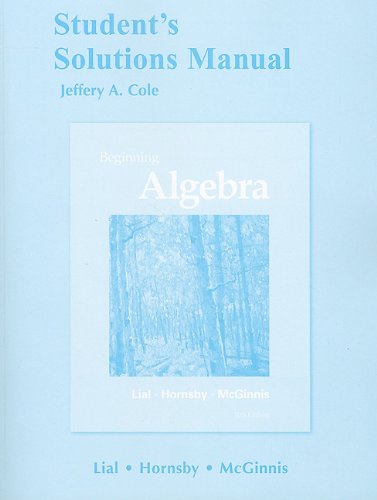 Beispielbild fr Student's Solutions Manual for Beginning Algebra zum Verkauf von Better World Books: West