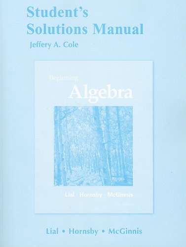 Imagen de archivo de Student's Solutions Manual for Beginning Algebra a la venta por SecondSale