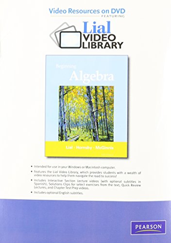Video Resources on DVD with Chapter Test Prep for Beginning Algebra (9780321702463) by Lial, Margaret L.; Hornsby, John; McGinnis, Terry
