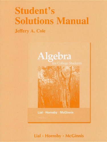 9780321715494: Student's Solutions Manual for Algebra for College Students