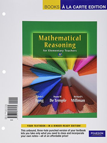 Stock image for Mathematical Reasoning for Elementary School Teachers, Books a la Carte Edition (6th Edition) for sale by SecondSale