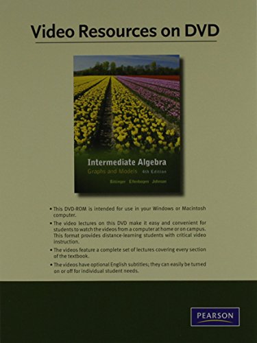 Intermediate Algebra Video Resources: Graphs and Models (9780321725806) by Bittinger, Marvin L.; Ellenbogen, David J.; Johnson, Barbara L.