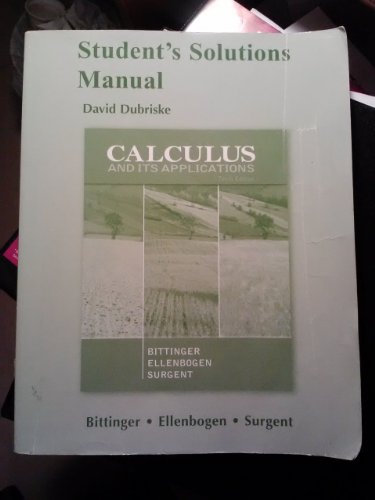 Imagen de archivo de Student Solutions Manual for Calculus and Its Applications a la venta por SecondSale