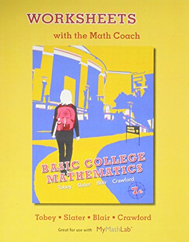 Beispielbild fr Worksheets with the Math Coach for Basic College Mathematics zum Verkauf von arcfoundationthriftstore