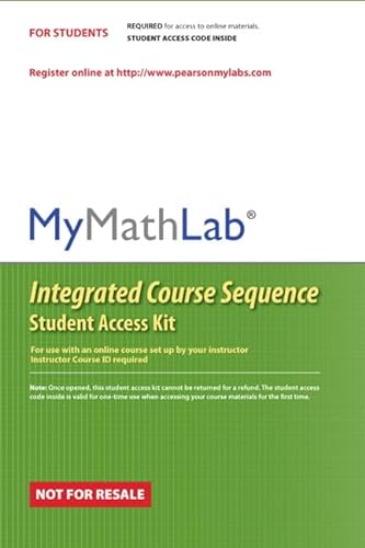 MyLab Math CourseCompass Integrated Course Sequence -- Valuepack Access Card (9780321757388) by Pearson Education