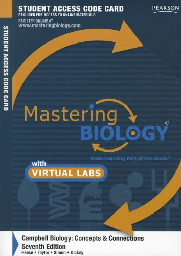 MasteringBiology with MasteringBiology Virtual Lab Full Suite -- Standalone Access Card -- for Campbell Biology: Concepts & Connections (9780321765413) by Reece, Jane B.; Taylor, Martha R.; Simon, Eric J.; Dickey, Jean L.; Brigham Young University