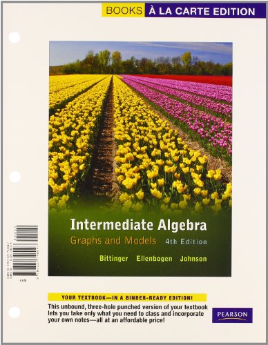 Intermediate Algebra: Graphs and Models, Books a la Carte Plus MML/MSL (for ad hoc valuepacks) -- Access Card Package (9780321771865) by Bittinger, Marvin; Ellenbogen, David; Johnson, Barbara