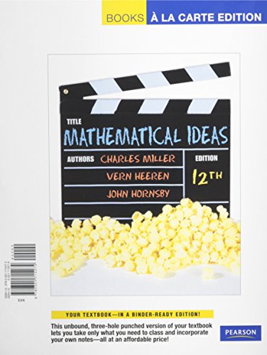 Stock image for Mathematical Ideas, Books a la Carte Plus MML/MSL Student Access Code Card (for ad hoc valuepacks) (12th Edition) for sale by HPB-Red