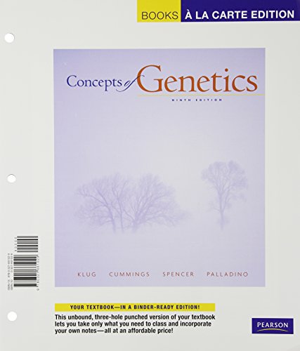Concepts of Genetics, Books a la Carte Plus MasteringGeneticsâ„¢ (9th Edition) (9780321776532) by Klug, William S.; Cummings, Michael R.; Spencer, Charlotte A.; Palladino, Michael A.