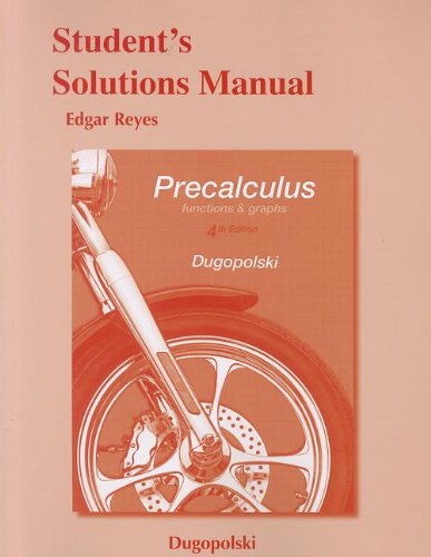 Imagen de archivo de Student's Solutions Manual for Precalculus: Functions and Graphs a la venta por SecondSale