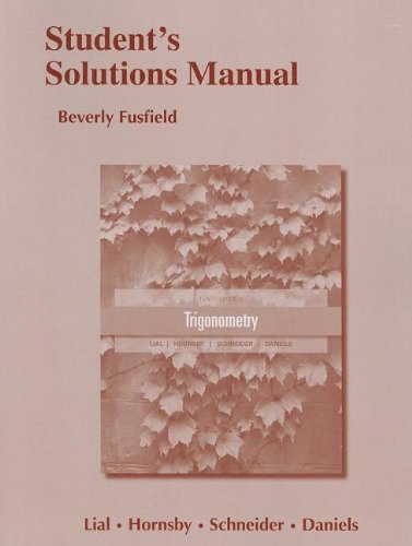 Beispielbild fr Student's Solutions Manual for Trigonometry zum Verkauf von Allied Book Company Inc.