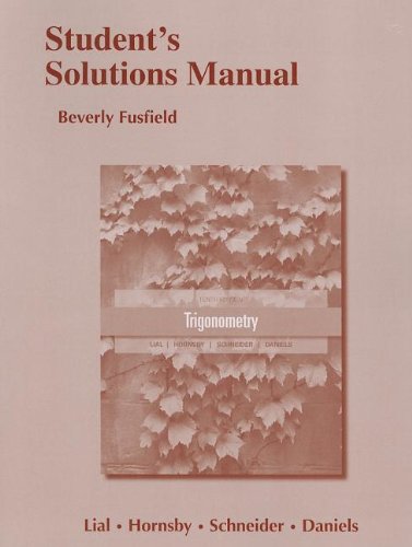 Imagen de archivo de Student's Solutions Manual for Trigonometry a la venta por Allied Book Company Inc.