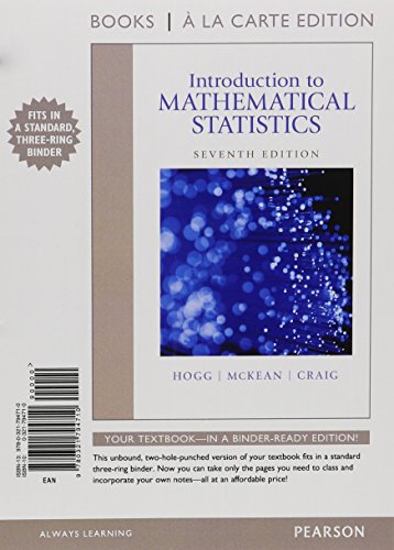 Introduction to Mathematical Statistics, Books a la Carte Edition (7th Edition) (9780321794710) by Hogg, Robert V.; McKean, Joseph W.; Craig, Allen T.