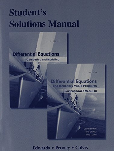 Imagen de archivo de Student Solutions Manual for Differential Equations: Computing and Modeling and Differential Equations and Boundary Value Problems: Computing and Modeling a la venta por Revaluation Books