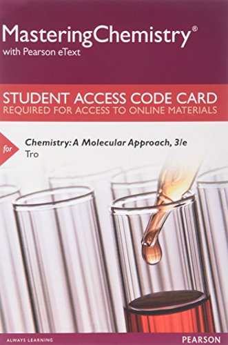 Imagen de archivo de MasteringChemistry with Pearson eText -- Standalone Access Card -- for Chemistry: A Molecular Approach, Student Solutions Manual for Chemistry (3rd Edition) a la venta por Bulrushed Books