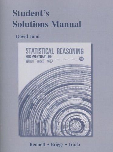 Beispielbild fr Student's Solutions Manual for Statistical Reasoning for Everyday Life zum Verkauf von SecondSale