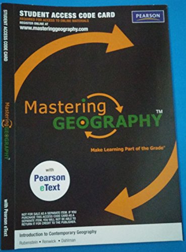 9780321819864: Mastering Geography with Pearson eText -- ValuePack Access Card -- for Introduction to Contemporary Geography (ME Component)