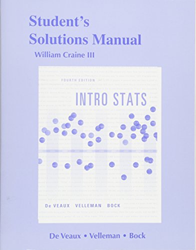 Beispielbild fr Student's Solutions Manual, Intro Stats zum Verkauf von Better World Books