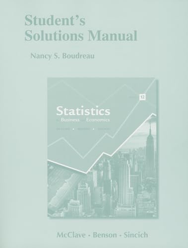 Beispielbild fr Student's Solutions Manual for Statistics for Business and Economics zum Verkauf von SecondSale