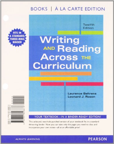 Stock image for Writing and Reading Across the Curriculum, Books a la Carte Edition (12th Edition) for sale by SecondSale