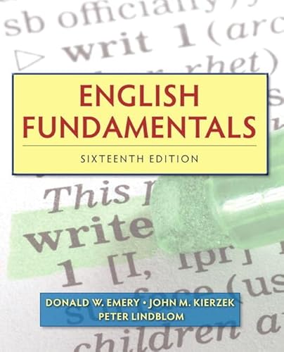 English Fundamentals (9780321828996) by Emery, Donald W.; Kierzek, John M.; Lindblom, Peter