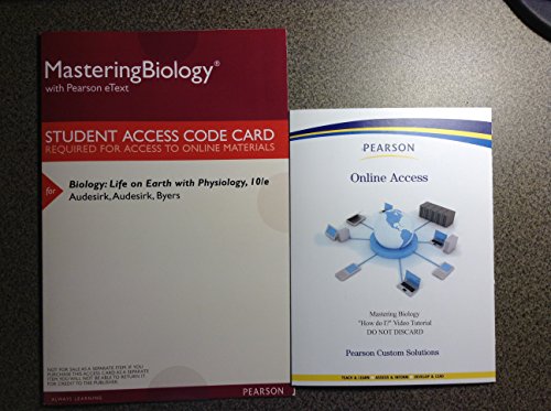 Mastering Biology with Pearson eText with Mastering Biology Virtual Lab Full Suite -- ValuePack Access Card -- for Biology: Life on Earth with Physiology (10th Edition) (9780321834775) by Audesirk, Gerald; Audesirk, Teresa; Byers, Bruce E.; Brigham Young University