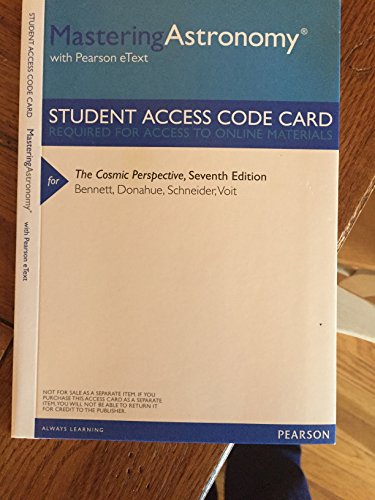 MasteringAstronomy with Pearson EText -- ValuePack Access Card -- for The Cosmic Perspective (9780321840929) by Bennett, Jeffrey O.