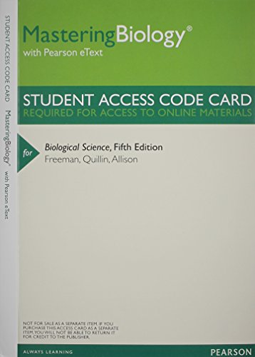 Imagen de archivo de MasteringBiology with Pearson EText -- ValuePack Access Card -- for Biological Science a la venta por BookHolders