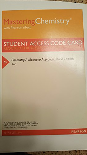 Imagen de archivo de MasteringChemistry with Pearson Etext -- Valuepack Access Card -- for Chemistry: A Molecular Approach a la venta por BookHolders