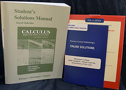 Beispielbild fr Students Solutions Manual for Calculus and Its Application, Expanded Version zum Verkauf von HPB-Red