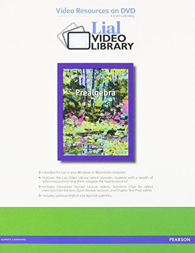 Video Resources on DVD with Chapter Test Prep for Prealgebra (9780321845146) by Lial, Margaret; Hestwood, Diana