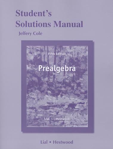 Stock image for Student's Solutions Manual for Prealgebra for sale by Better World Books