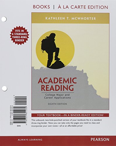 Academic Reading: College Major and Career Applications (9780321846501) by McWhorter, Kathleen T.