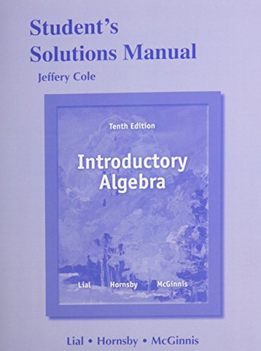 Beispielbild fr Student Solutions Manual for Introductory Algebra zum Verkauf von Irish Booksellers